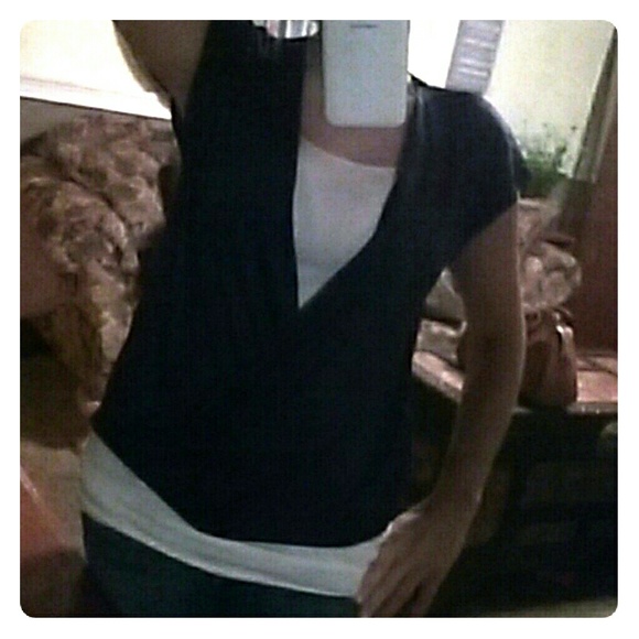 Very Cute Dark Blue Lace Back Top