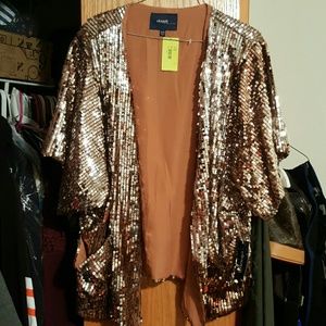 **NEVER WORN** Gold Sequin Blazer