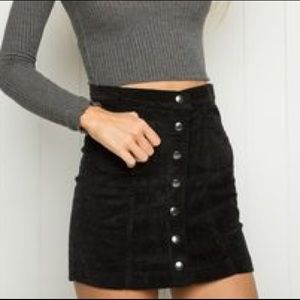 Black corduroy button skirt