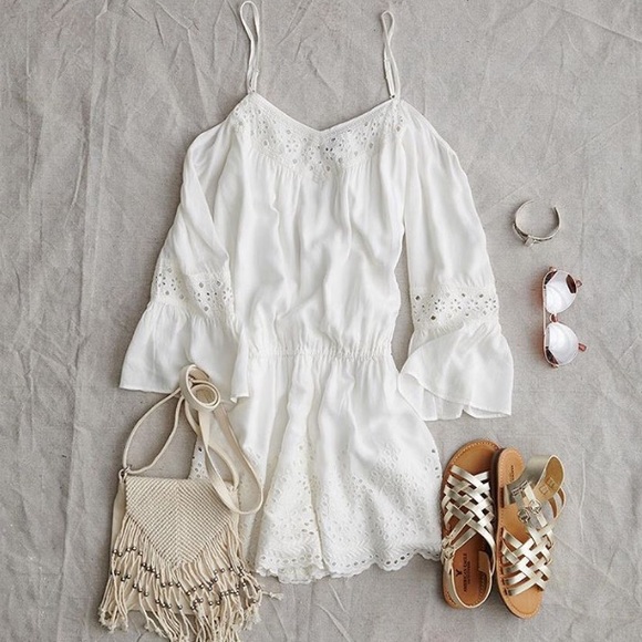 White Cold Shoulder American Eagle Romper - Picture 1 of 2