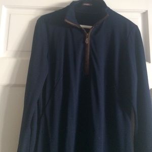 Bedford Dress in Navy with Brown Suede Trim