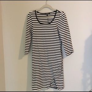 Black and white striped dress