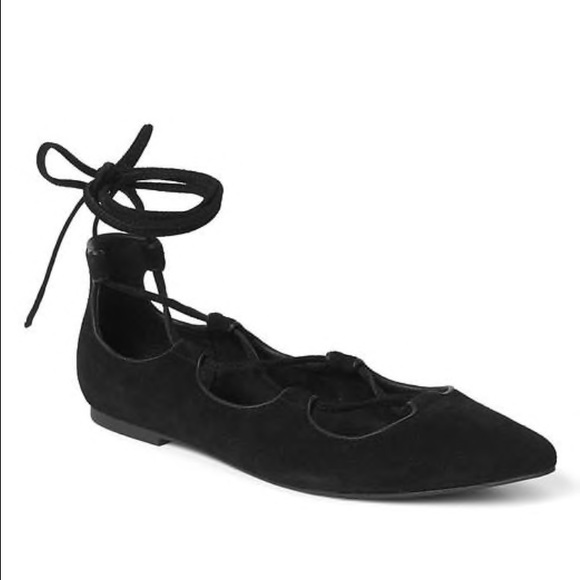 Gap black strappy lace up flats 8
