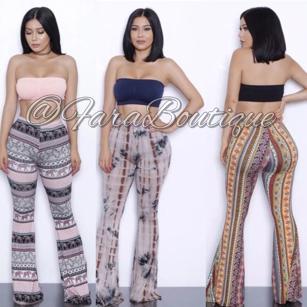 2-Piece Print Flare Pants Romper