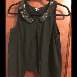 Sequin Collared button-up