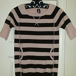 Adorable Pink &Brown Striped Short sleeved sweater