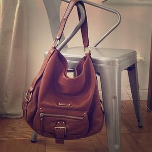 MK Michael Kors Camel Leather Slouchy Hobo Bag