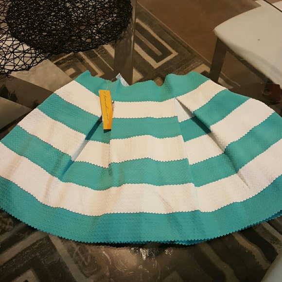 Plus size Blue and white skater skirt