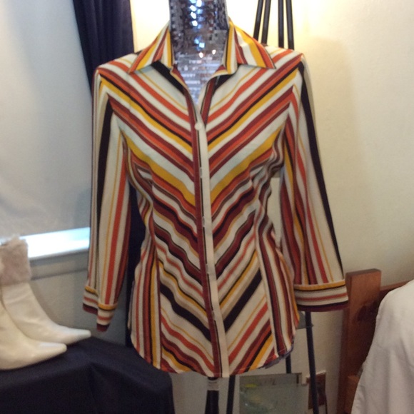 Women's long sleeved multi colored blouse