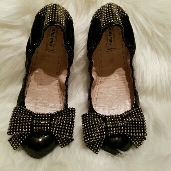 miu miu studded flats