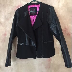 Faux Leather&tweed jacket
