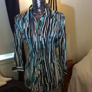 Woman's long sleeved multi multicolor blouse