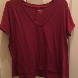 Maroon color v-neck tee