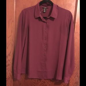 Sheer Maroon Button Up, Never Worn.