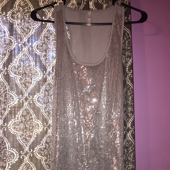 Silver Sequence Razor Back Tank Top