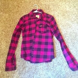 SUPER CUTE pink/navy blue flannel