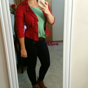 Tailored red casual blaser