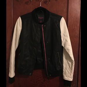 Color Block Leather Jacket