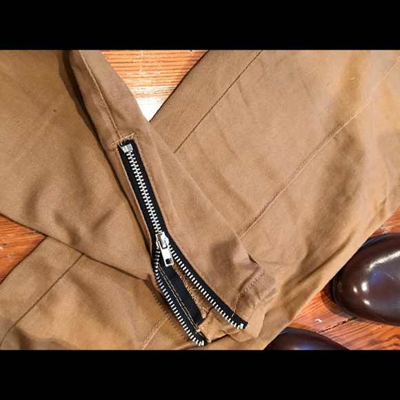 Tan skinny zippered pants