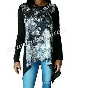 TROUVE Hi-low Color-block Tunic Top