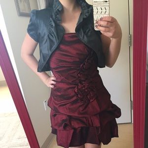 Burgundy Cocktail Dress & Black Shrug