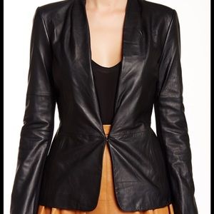 Halston Heritage black leather blazer