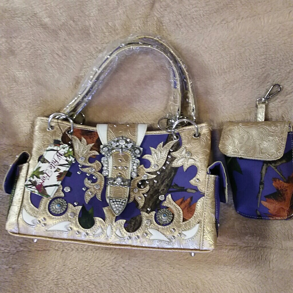 Purple camouflage western concealed weapon handbag