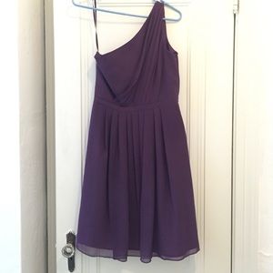 Plum poly chiffon bridesmaid dress