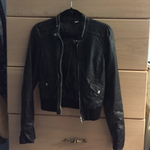 Motorcycle faux-leather jacket