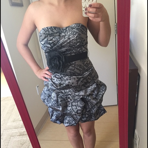 Silver & Black Cocktail Dress & Black Shrug