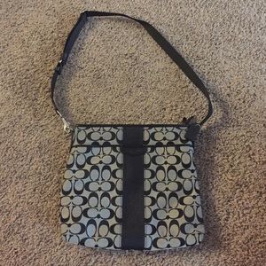 Coach Signature Stripe Black White Crossbody