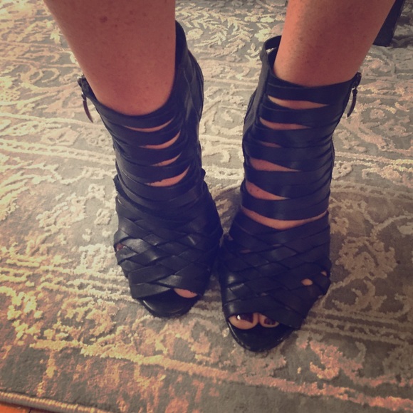 Black Trouve booties from Nordstrom