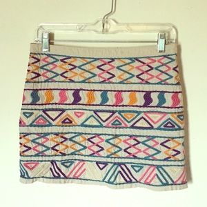 Multi colored Embroidered mini skirt. Forever 21
