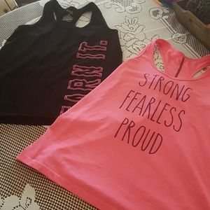 Two racerback workout tanks