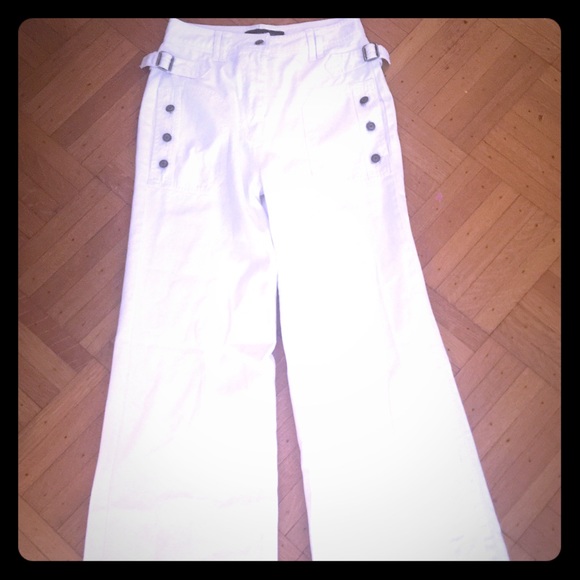 Wide leg twill trousers
