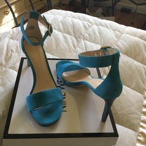 Turquoise suede heels