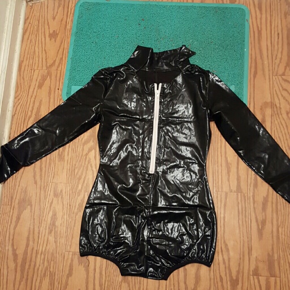 Tight leather body suit