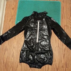 Tight leather body suit