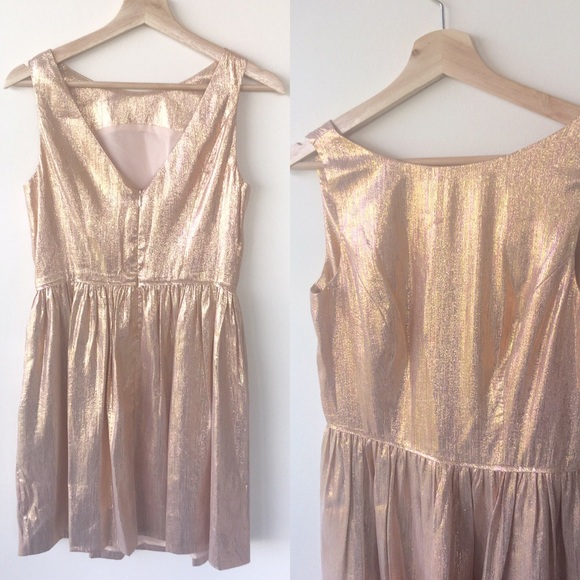 SHOSHANNA Rose gold metallic fitandflare dress🌾 - Picture 4 of 4