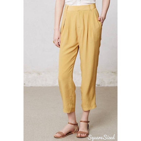 Anthropologie Pants - Anthropologie Silk Pegged Trousers in Goldenrod