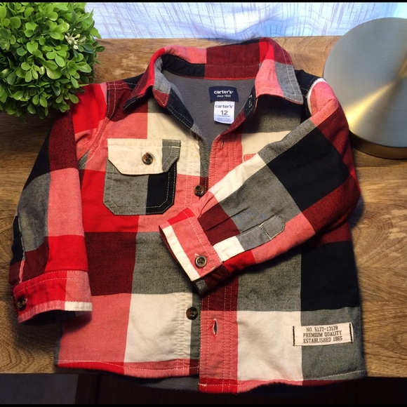 (3) CARTERS 12month boys button downs - Picture 2 of 4