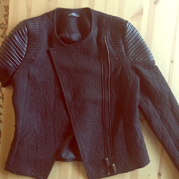 Zara Moto Jacket with  fabric and faux leather