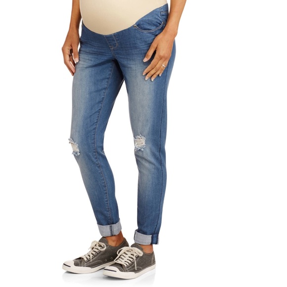 Distressed maternity jean