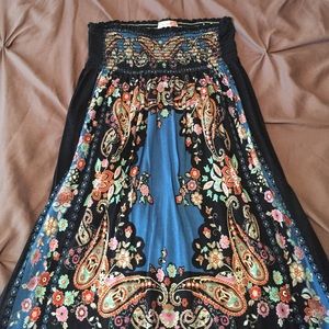 Blue pattern tube top dress