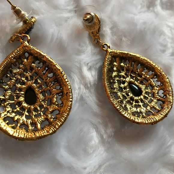 N| BLACK CRYSTAL BEADED EARRINGS PARTY GIFT - Picture 3 of 3