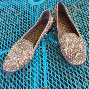 Sam Edelman Rhinestone Spike Rose Gold Loafers