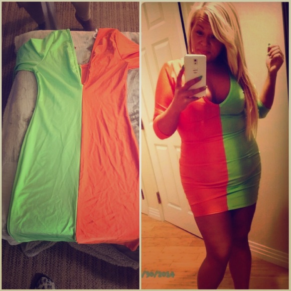 Green and Orange Club Dress - Picture 1 of 2