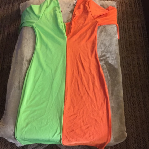 Green and Orange Club Dress - Picture 2 of 2