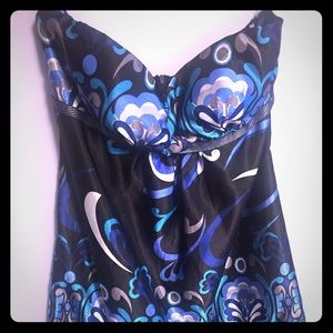 Strapless satin short cocktail dress