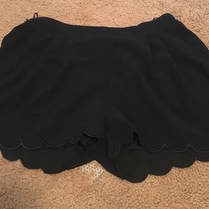 Black scalloped shorts
